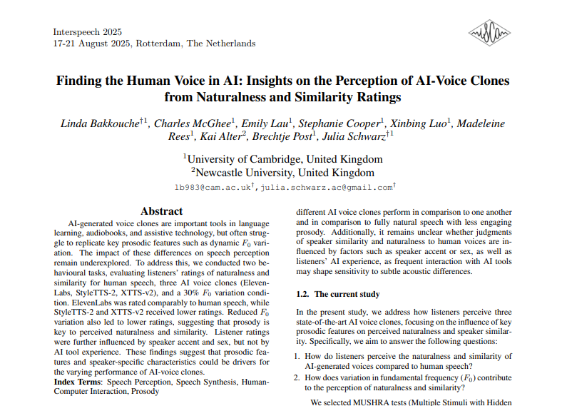 Finding the Human Voice in AI: Insights on the Perception of AI-Voice Clones from Naturalness and Similarity Ratings